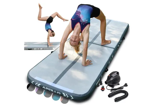 Apollo Gymnastikmatte Air Mat Pro - Aufblasbare Sportmatte für Gymnastik, Yoga und Pilates - Vielseitige Sportmatte in 3 oder 4 Metern Länge, ideal für gelenkschonendes Training. Inklusive Pumpe und Transporttasche für einfachen Transport und Nutzung.