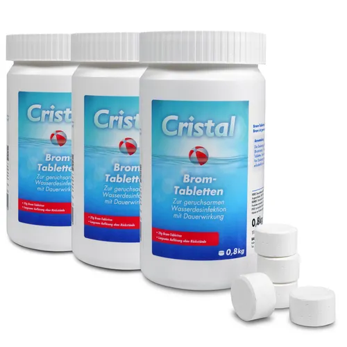 Bromtabletten Pool im 3er Set Sonderpreis Sonderaktion Brom 20g 0,8 kg Cristal