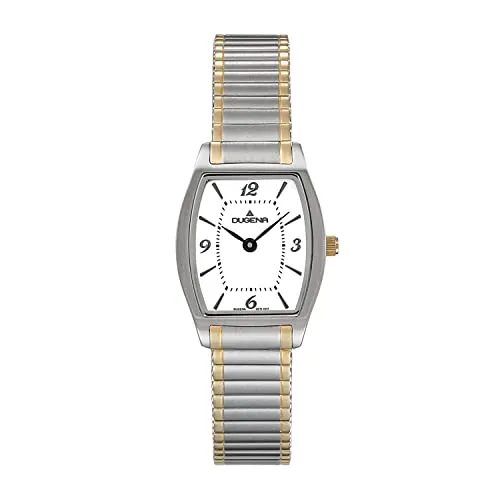 Dugena 4461097 Damen Armbanduhr - Elegante bicolor Edelstahl-Armbanduhr mit weißem Zifferblatt, Quarzwerk und 30 m Wasserdichtigkeit, ideal für stilbewusste Frauen.