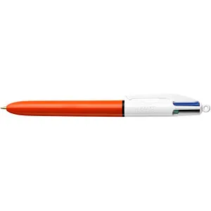BIC 4-Farben-Kugelschreiber Original orange/weiß, Schreibfarbe: schwarz, blau, rot, grün, 1 St.