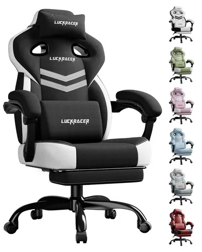 LUCKRACER Gaming Stuhl mit Memory-Schaum und verstellbaren Armlehnen - Schwarz - Ergonomischer Gaming-Stuhl für großen Komfort: Mit Memory-Schaum und einstellbarem Neigungswinkel für individuelle Anpassung. Ideal für lange Spiel- und Arbeitssitzungen.