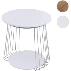 MCA Couchtisch HWC-P60, Beistelltisch Kaffeetisch Loungetisch, Metall MDF rund Ø 50cm ~ weiß