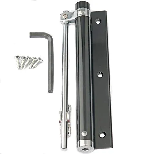 Leichte Türschließer aus Aluminiumlegierung, leicht federleicht, federbelastet, einstellbar, automatisch für Wohn- und Geschäftszwecke montiert (180 mm schwarz mit 5 Schrauben)