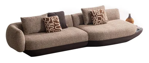 Luxuriöse Braun-Beige Polstercouch für das Wohnzimmer - Modernes Sofa mit Platz für 5 Personen, inklusive Kissen. Ideal für stilvolle Wohnräume, komfortabel und ohne Montageaufwand.