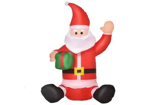 Selbstaufblasbarer Weihnachtsmann mit LED-Beleuchtung - Außendekoration für Weihnachten, 120 cm großer Weihnachtsmann, selbstaufblasend und mit LED-Lichtern für eine festliche Atmosphäre im Freien.