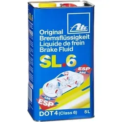 ATE Bremsflüssigkeit ESP DOT 4 SL.6, 5L - Hochleistungs Bremsflüssigkeit für sicheres Bremsen, ideal für Fahrzeuge mit ABS, sorgt für optimale Bremsleistung bei hohen Temperaturen.