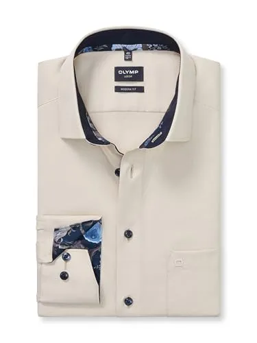 OLYMP Herren Oberhemd Langarm Luxor - Faux Uni 465 Modern Fit - Herrenhemden mit perfekter Passform, Pflegeleicht und ideal für den modernen Mann, der Stil und Komfort schätzt.