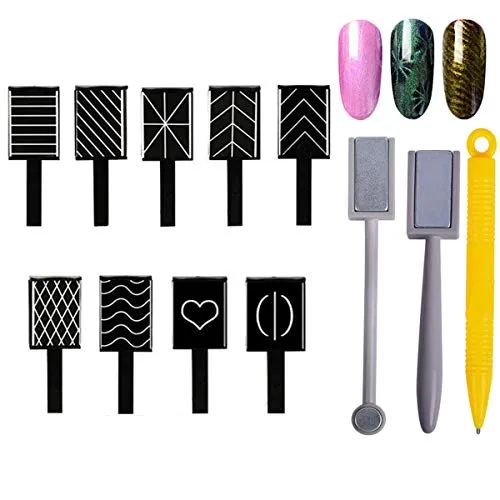 Stück Nail Magnet Tool, Mwoot 3D Magnet Stick für Nagellack Gel Magische Nagel Werkzeug, Magnetische Katze Eye Pen Zeichnung Vertikalen Stick，Nagelkunst-Magnet-Stift-Set 12