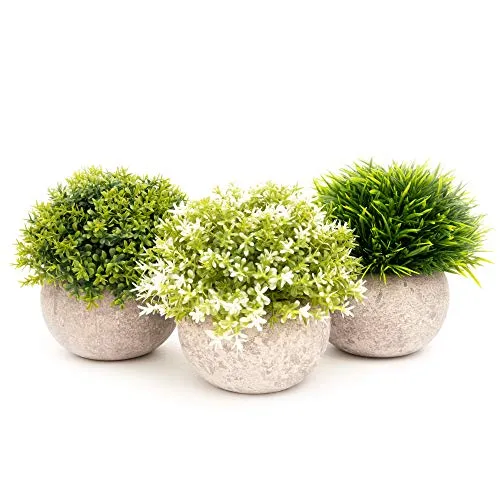 Coradoma Künstliche Pflanzen im Topf 3er Set Wohnzimmer Deko modern | Kunstpflanze Mini Sukkulente Küchendeko Blumen | Kunstblumen Fensterbank Schreibtisch Wanddeko Balkon Büro Schlafzimmer Hochzeit