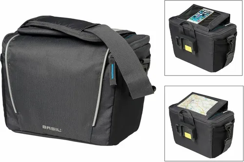 Basil Unisex – Erwachsene Lenkertasche-2179225120 - Fahrradtaschen mit 7 Litern Fassungsvermögen, reflektierend für mehr Sichtbarkeit und ideal für E-Bikes, aus hochwertigem Polyester für lange Lebensdauer.
