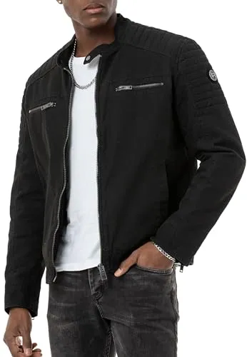 Redbridge Premium Bikerjacke Schwarz S - Funktionsjacke im Bikerstil mit gesteppter Schulterpartie, ideal für modebewusste Männer. Praktisch mit reichlich Taschen und leichtgängigem Reißverschluss für optimalen Komfort und Vielseitigkeit.