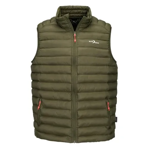 Blue Wave Herren Steppweste Oscar - Oliv 3XL, packable - Leichte Steppweste für Herren in modischer Optik, ideal für Übergangszeiten und Outdoor-Aktivitäten. Praktisch verstaubar in einem Beutel, mit 2-Wege-Reißverschluss und funktionalen Taschen für sicheren Stauraum.