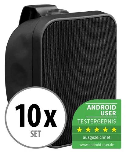 Pronomic 10x OLS-5 BK DJ PA Outdoor-Lautsprecher - Außen-Lautsprecher mit IP56 Schutz, ideal für Garten und Terrasse, 80 Watt Leistung und hochwertiger Klang dank 5,25