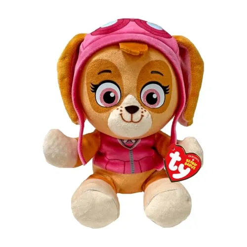 TY Skye Paw Patrol Weiches Plüschtier für Kinder, Kuschelteddy, Sammlerstück Stofftier, Beanie Babies Serie, Regular, Rosa