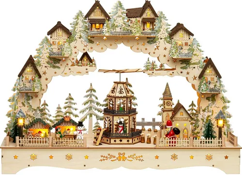 SIKORA Schwibbogen LB07 XXL mit motorbetriebener Pyramide und LED Beleuchtung