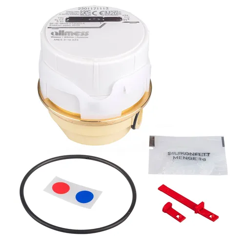 Allmess Messkapsel AMES-3-W + K 2025 - Zähler für Kalt- und Warmwasser, mechanische Direktablesung, langlebig mit Kalibrierung bis 2031, ideal für präzise Wasserverbrauchsmessung in Haushalten.