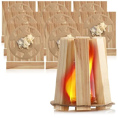 com-four® 9X Kamin-Anzünder und Grill-Anzünder aus Holz für unterwegs - ökologischer und geruchsfreier Anzünder für Feuerstellen - schnell, leicht und wirksam