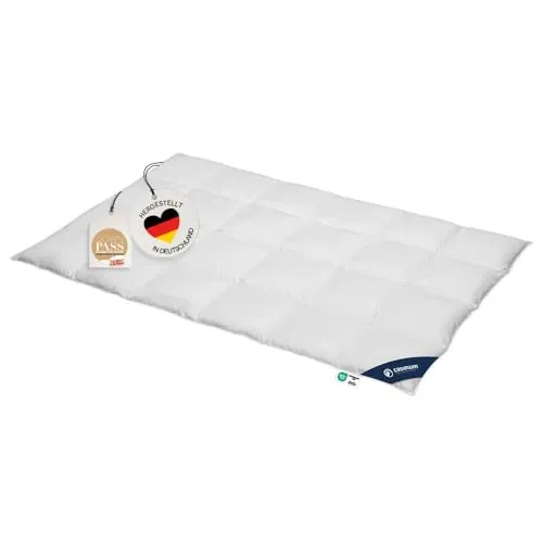 casimum Premium Daunendecke 4 Jahreszeiten 155x220 cm - Allergikerfreundliche Bettdecke mit 90% Daunenfüllung, ideal für ganzjährigen Komfort und Entspannung, nachhaltig produziert in Deutschland.
