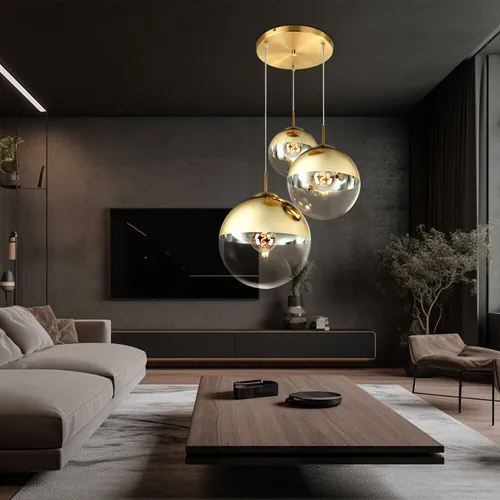 Moderne Hängelampe Pendelleuchte 3-flammig mit Glaskugeln