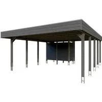 Skan Holz Carport Friesland Hybrid 557 x 708 cm - Carport mit Abstellraum, aus imprägniertem Nadelholz und modernen Aluminium-Trapezprofilen - robust und stilvoll für jeden Garten.