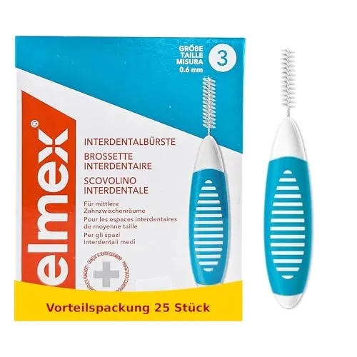Elmex Interdentalbürsten Blau (Größe 3, 0,6 mm) – 25 Stück für effektive Zahnzwischenraumreinigung