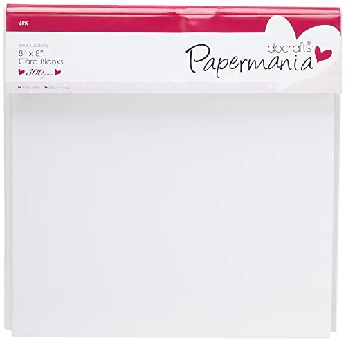 Papermania 20,3 x 20,3 cm 300 GSM Karten und Umschläge, quadratisch, weiß, 6 Stück