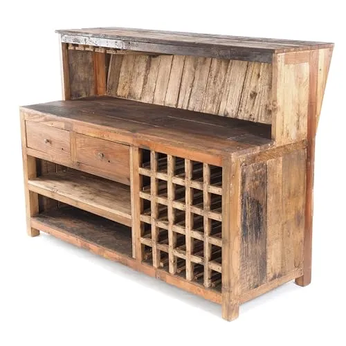 Vintage Design BARSCHRANK PUREWOOD - Shabby Chick Minibar aus Altholz - Bartische & -theken: Handgefertigte Massivholz Bartheke mit rustikalem Charme. Ideal als Verkaufstresen oder Dekoobjekt, bietet Stauraum und ist ein einzigartiges Unikat.