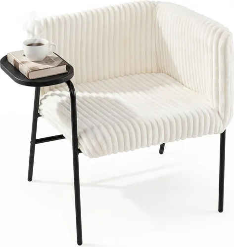 COSTWAY Loungesessel mit Tablett – Komfortabler Relaxsessel in Beige & Schwarz