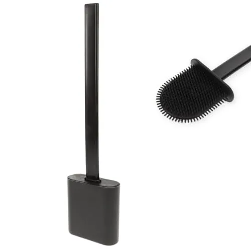 Klobürste Silikon schwarz Wandmontage Silikon Toilettenbürste WC Bürste Klobürstenhalter ohne Bohren Bürstengarnitur WC Bürsten & Halter