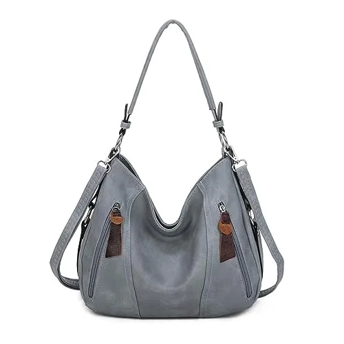 OBC Damen Tasche Shopper Hobo-Bag Schultertasche Leder Optik Umhängetasche Handtasche Crossover Reisetasche Beuteltasche Handtasche Hellblau
