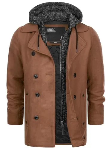 Indicode Herren Cliff Kurzmantel mit Stehkragen | Eleganter Wollmantel in Camel, Größe L - Klassischer Herrenmantel mit Stehkragen und Knopfriegel. Ideal für jeden Anlass, angenehm zu tragen dank hochwertiger Materialien. Praktische Taschen und modernes Design machen ihn zum perfekten Begleiter.
