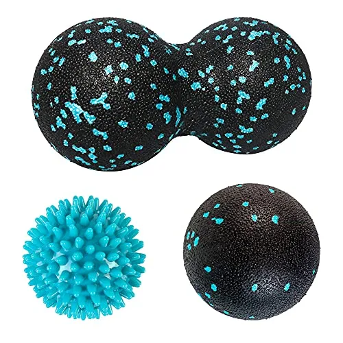 Kouclaa Balls Set-Spiky ball-Peanut Massage-Lacrosse Ball.Ideal for Self Myofascial Trigger Point Release, Deep Tissue Massage, Yoga