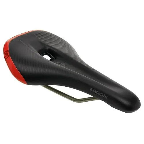 Ergon Herren SM Pro Fahrradsattel, Black-Red, S/M - Fahrradsattel mit orthopädischer Komfortpolsterung und abriebfester Oberfläche, ideal für Mountainbiker, die Komfort und Leistung suchen.