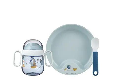 Little Dutch Babygeschirr Set Mio 3-teilig - sailors bay - Kindergeschirr-Set aus robustem Melamin in Blau, ideal für kleine Entdecker und perfekt für den täglichen Gebrauch.