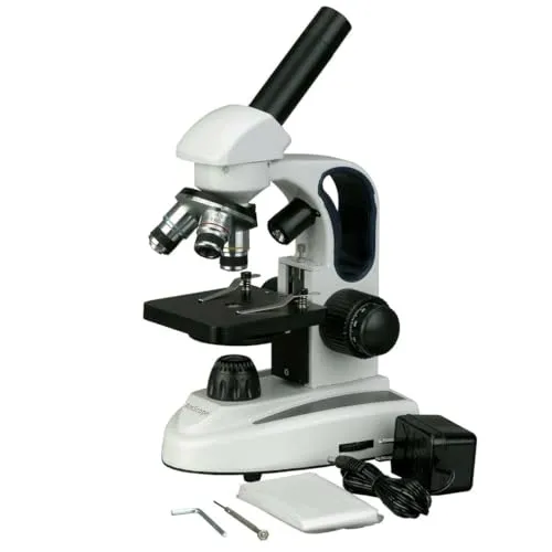 AmScope M158C-2L Schnurloses LED-Metallrahmen Mikroskop mit Kurs und Feinem Fokus, 40X-1000X