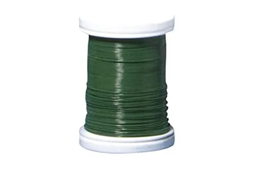 Rayher Blumendraht, grün lackiert, 0,30 mm ø, Spule 100 m, Material Eisen, nickelfrei, Basteldraht, Wickeldraht, 2425213, Dunkelgrün