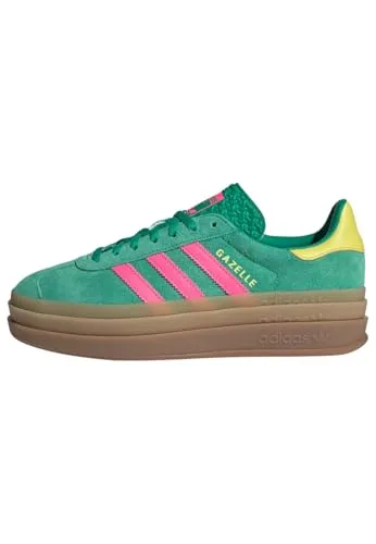 Adidas Women's Gazelle Bold Schuh - Court Green/Lucid Pink/Pure Sulfur 40 - Damen-Sneaker mit trendigem Design und bequemer Passform, ideal für einen sportlichen Look im Alltag.