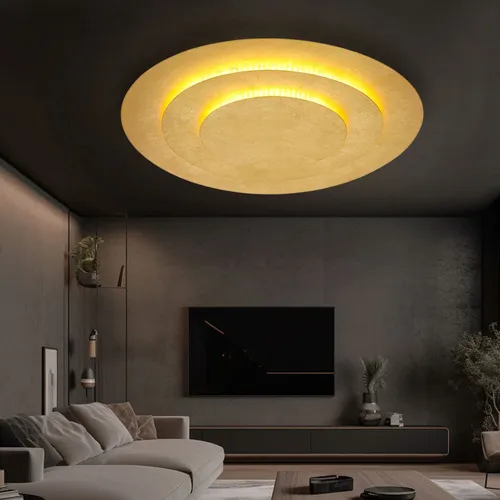 Goldene Deckenlampe 49 cm – Elegante Wohnzimmer- und Schlafzimmerbeleuchtung - Lampen – Moderne Deckenleuchte aus goldfarbenem Metall mit 2400 Lumen warmweißem Licht für eine gemütliche Atmosphäre in jedem Raum.