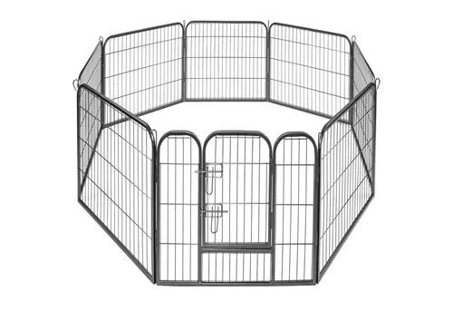 Estexo Metall Welpenauslauf - Stabiler Hundezaun mit Tür - Hundelaufställe aus pulverbeschichtetem Metall, einfach aufzubauen und mit Sicherheitsriegeln ausgestattet für optimalen Schutz Ihrer Welpen.