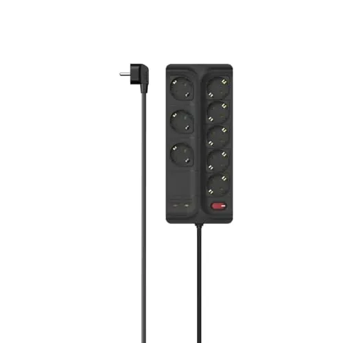Hama Steckdosenleiste mit Schalter 8-Fach, 1,5m - Steckdosen & Zubehör: 8-fach Steckdosenleiste mit Überspannungsschutz und Berührungsschutz für maximale Sicherheit und Komfort im Haushalt.