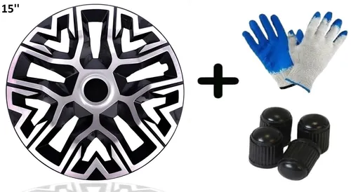Radkappen 15 Zoll The Best Bicolor Schwarz Silber - 4 Stück - Radkappen & Stahlfelgenringe, universell passend und bruchfest, ideales Zubehör für Oldtimer und Tuning-Projekte.