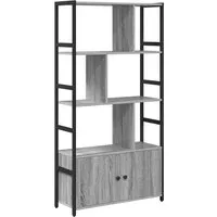 vidaXL Regal Grau Sonoma 80 x 30 x 155,5 cm - Stylisches Bücherregal aus Holzwerkstoff und Stahl, ideal für Wohnzimmer oder Büro. Verstellbare Füße sorgen für Stabilität auf jedem Boden und das großzügige Design bietet viel Stauraum.