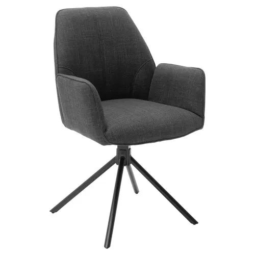 Drehbarer Esszimmerstuhl aus Metall mit Webstoff in Anthrazit - Kategorie: Stühle, dieser elegante Polsterstuhl bietet hohen Sitzkomfort und eine maximale Tragfähigkeit von 120 kg, perfekt für Ihr Esszimmer.