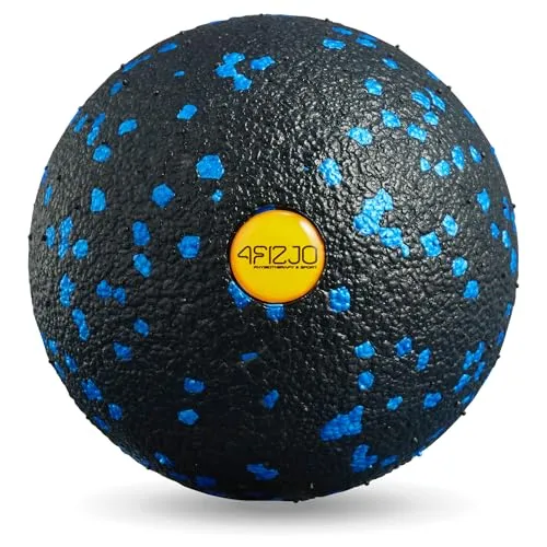 4FIZJO Massageball 8cm, Faszienball für Selbstmassage, Massage für Rücken, Nacken, Schulter, Wirbelsäule & Beine, Triggerpunkttherapie, Faszientraining, Schwarz-Blau