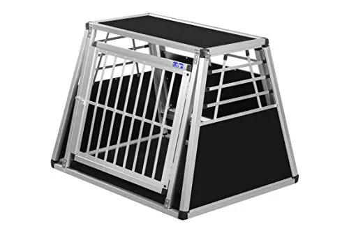 ALPUNA Transportbox N11 – Aluminium Hundebox 72×90×68 cm – Auto Hundebox mit Notausstieg, sicherer Hundetransport im Kofferraum
