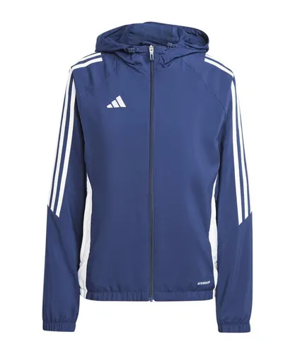 adidas Damen Windbreaker Tiro 24 W blau M - Funktionsjacken mit Aeroready-Technologie für optimalen Feuchtigkeitstransport, ideal für Fußball und aktive Freizeitgestaltung.