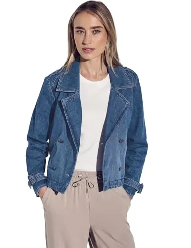 STREET ONE Kurze Jeansjacke - Funktionsjacke im Trenchcoat Look aus reiner Baumwolle, ideal für lässige Outfits und mit praktischen seitlichen Taschen.