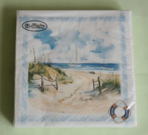 Servietten Maritim Auszug aus dem Strandzugang als Tischdeko. Papierservietten mit Motiv. Auch für Decoupage und Serviettentechnik 33x33cm 20