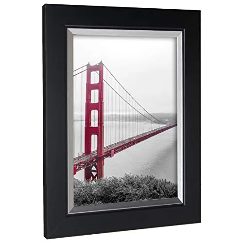 rahmengalerie24 Bilderrahmen 40x60 cm Schwarz MDF Elegance - Modern und Vielseitig - Eleganter Hängerahmen für Bilder im Hoch- und Querformat. Ideal für individuelle Gestaltung, in 40 Größen und verschiedenen Farben erhältlich. Hochwertige Hartfaser-Rückwand und moderne Dekorfolie sorgen für einen stilvollen Auftritt.