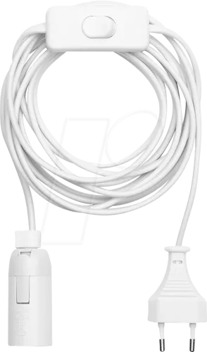 LM 9801W - Lampenfassung E14 mit Schalter, 3,5m Kabel Stecker, weiß